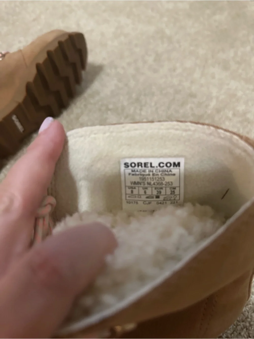 Sorel Tan Suede Winter Boots with Pink Laces